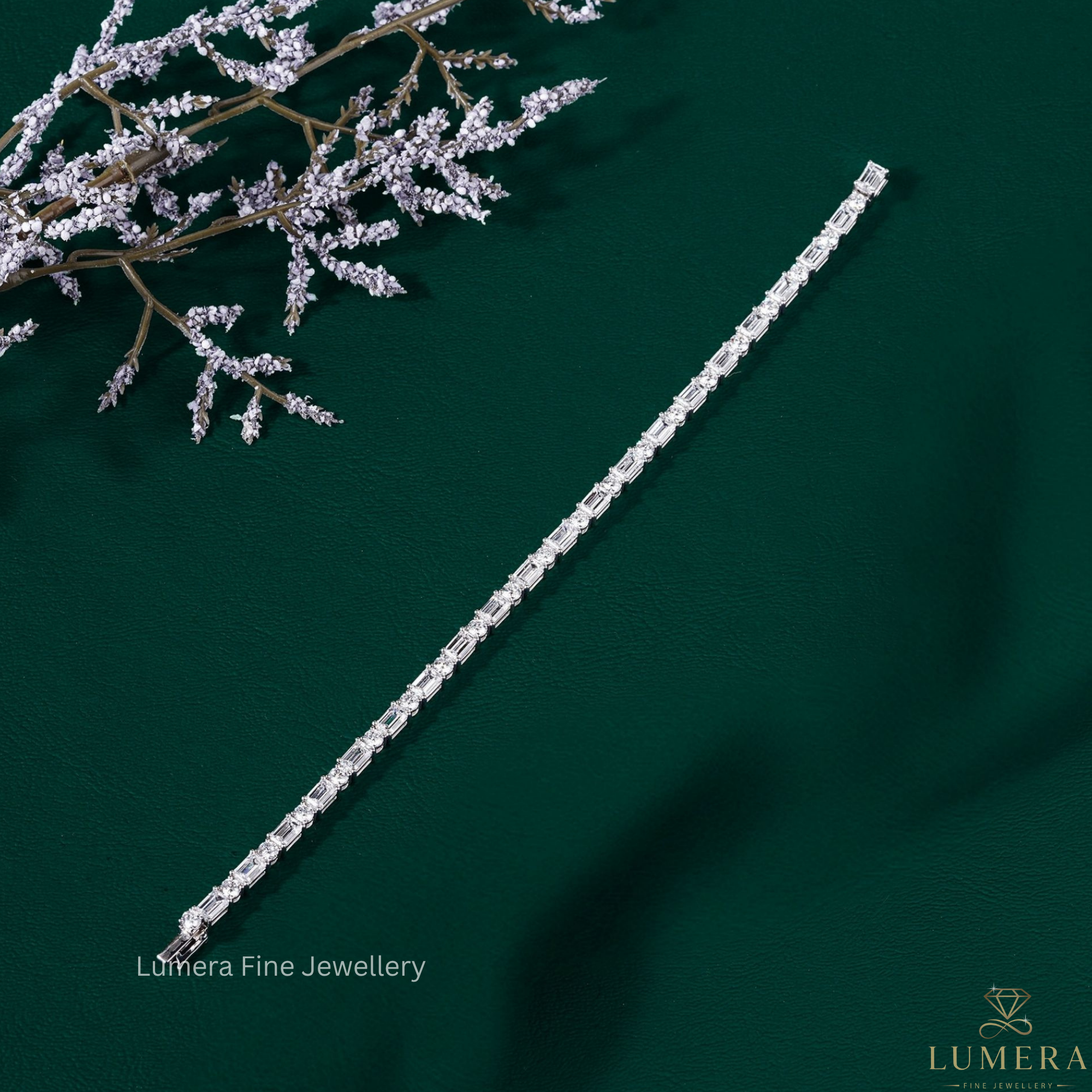 Emerald and Round Lab Grown Diamond Mixed Shape Tennis Bracelet