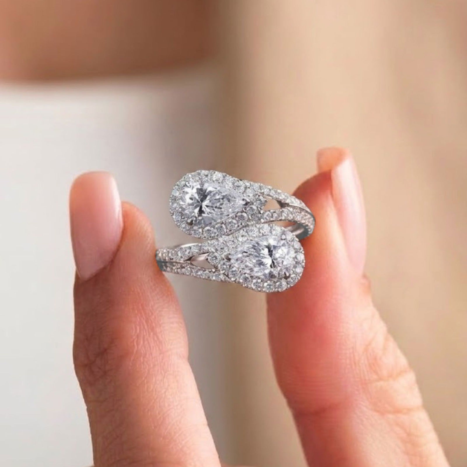 two row pave band with split shank setting.
