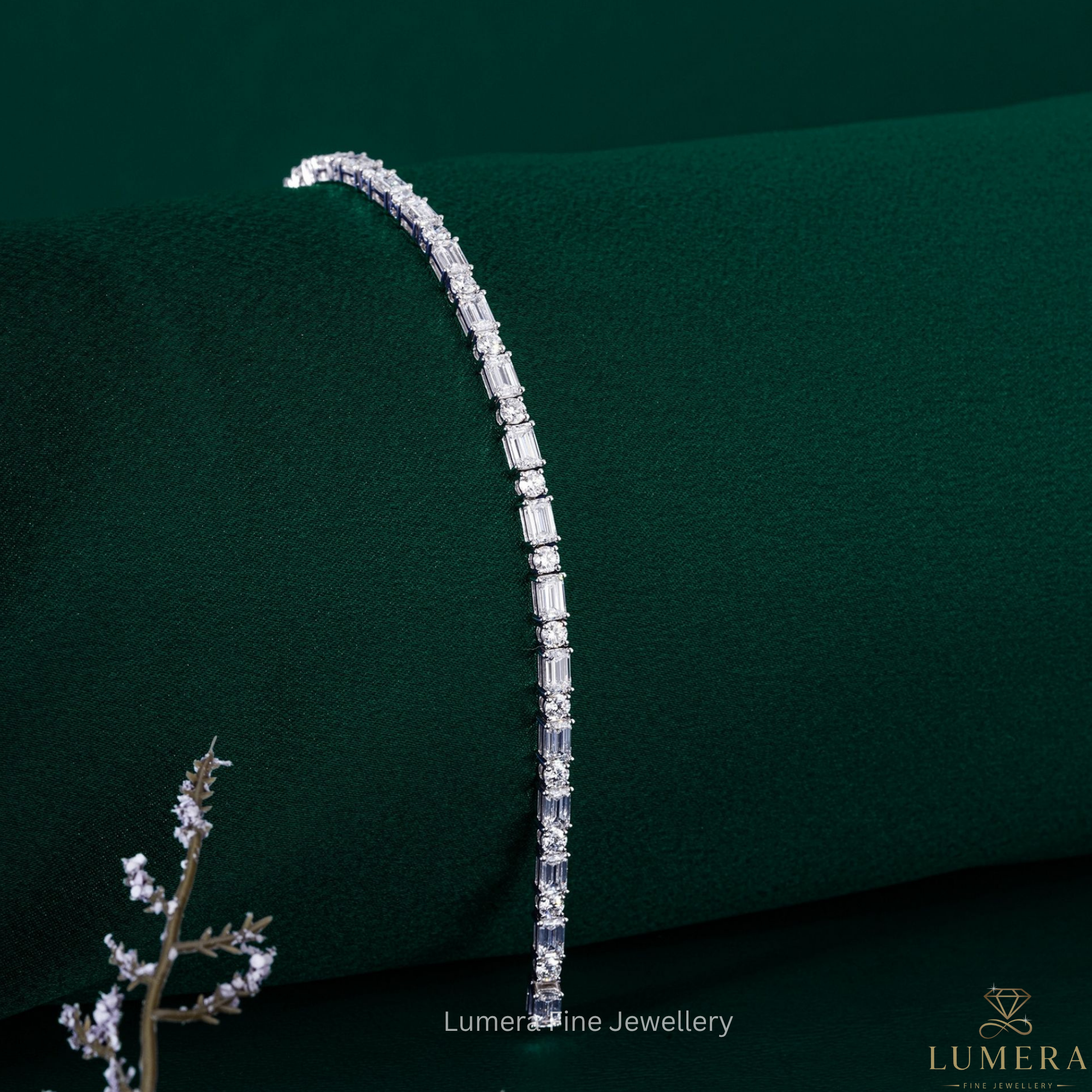 Emerald and Round Lab Grown Diamond Mixed Shape Tennis Bracelet
