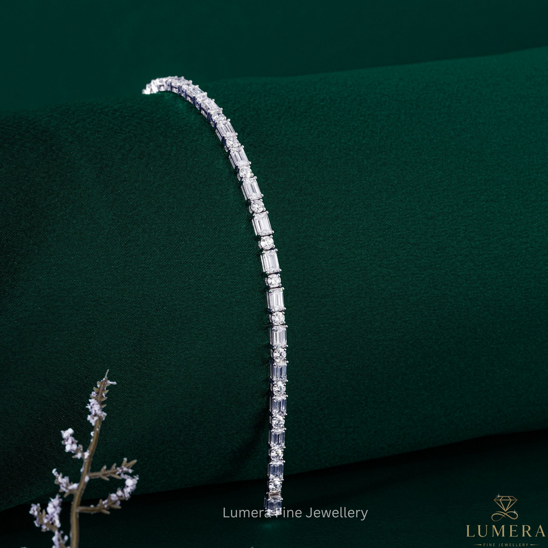 Emerald and Round Lab Grown Diamond Mixed Shape Tennis Bracelet