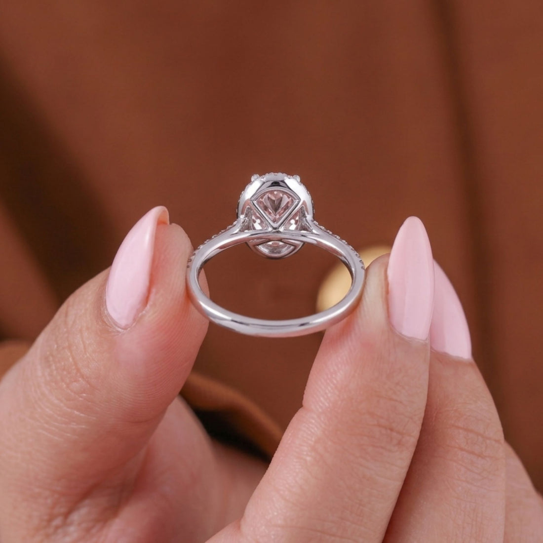 Cathedral engagement ring featuring a two tone gold ring.
