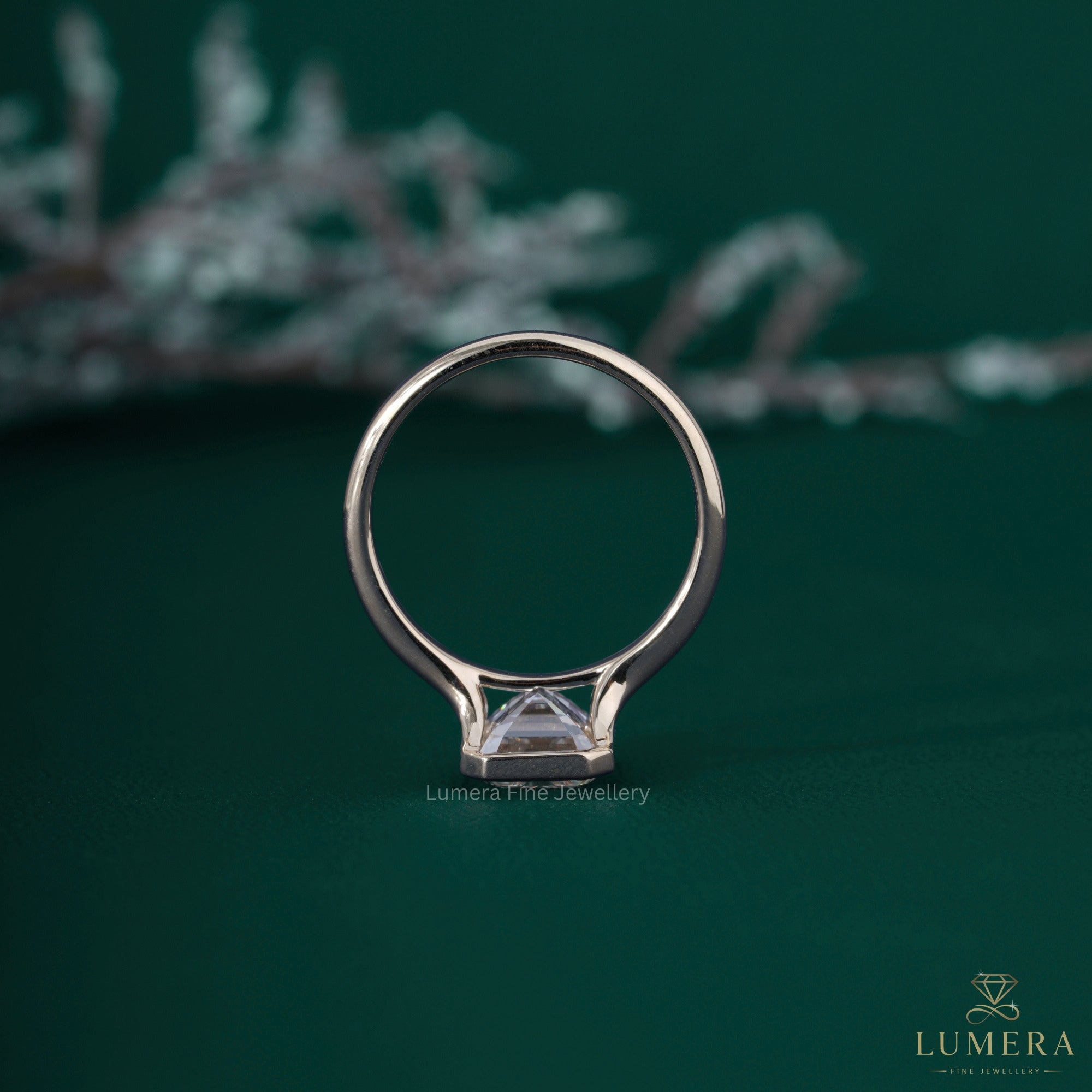 Split shank engagement ring with split shank ring.