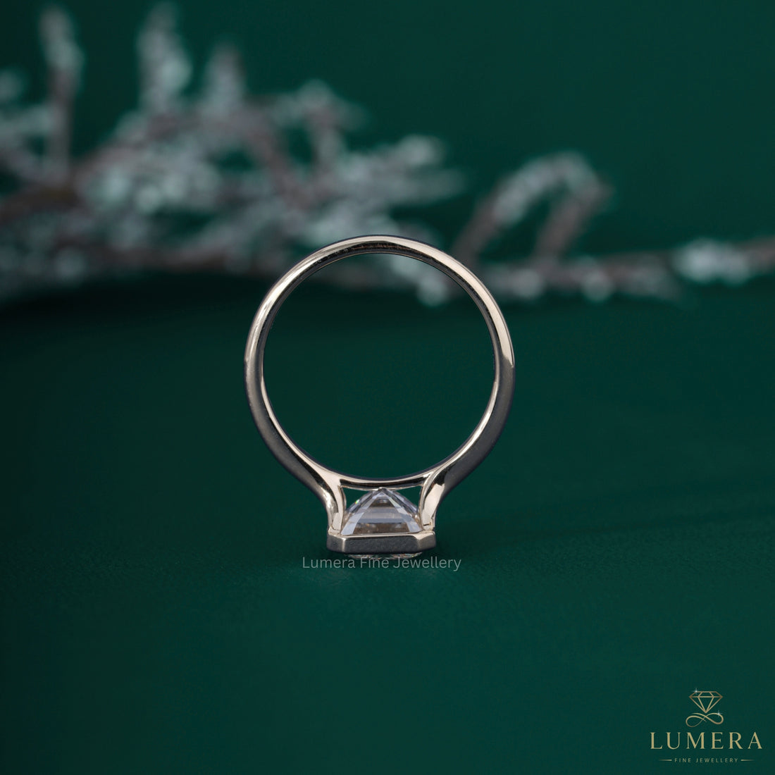 Split shank engagement ring with split shank ring.