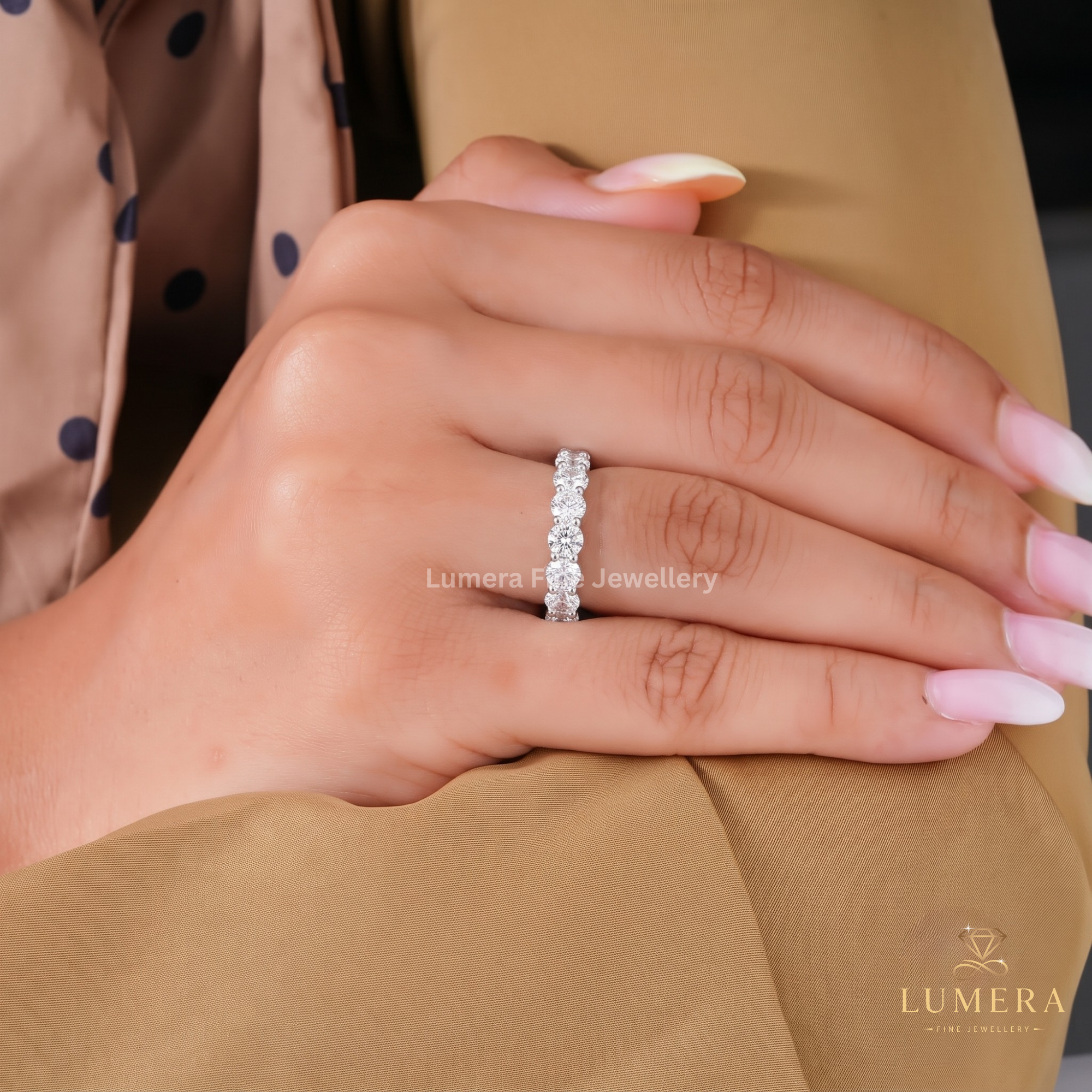 Stackable Set Round Diamond Half Eternity Band