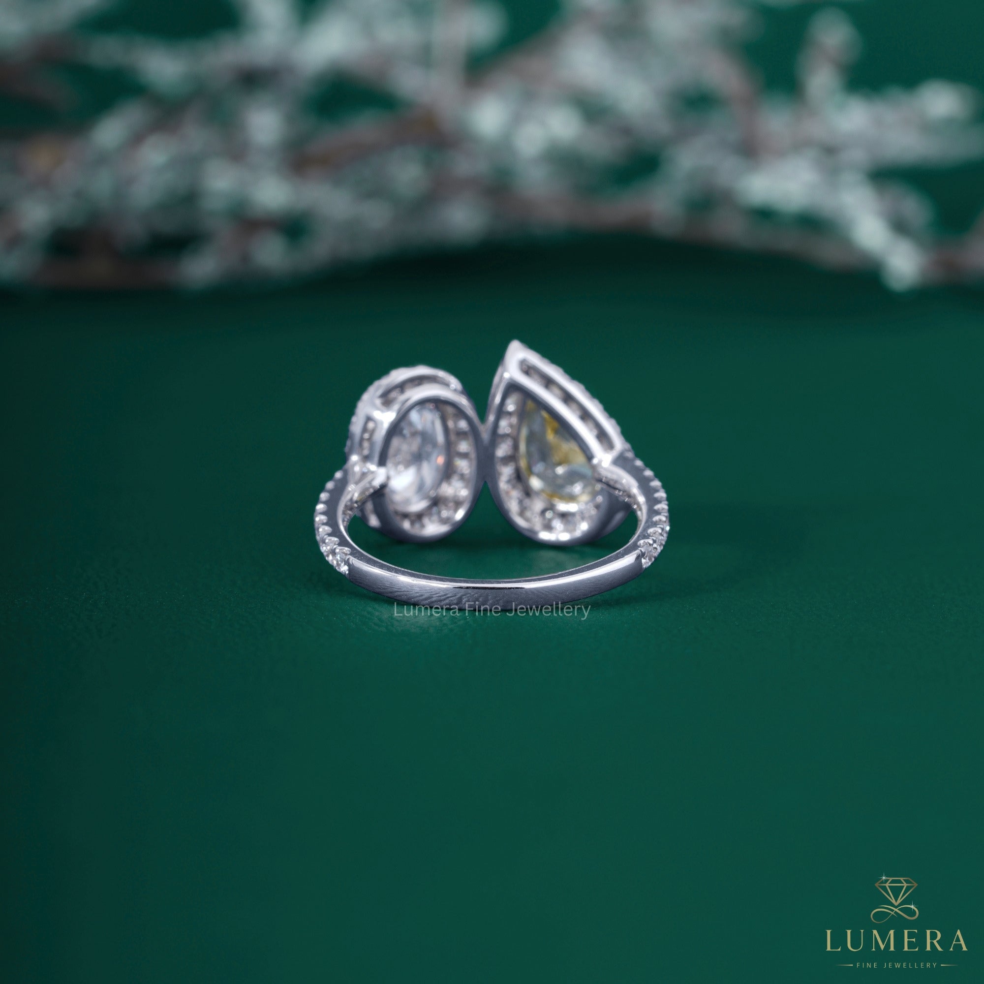 Toi et moi engagement ring with two stone ring.