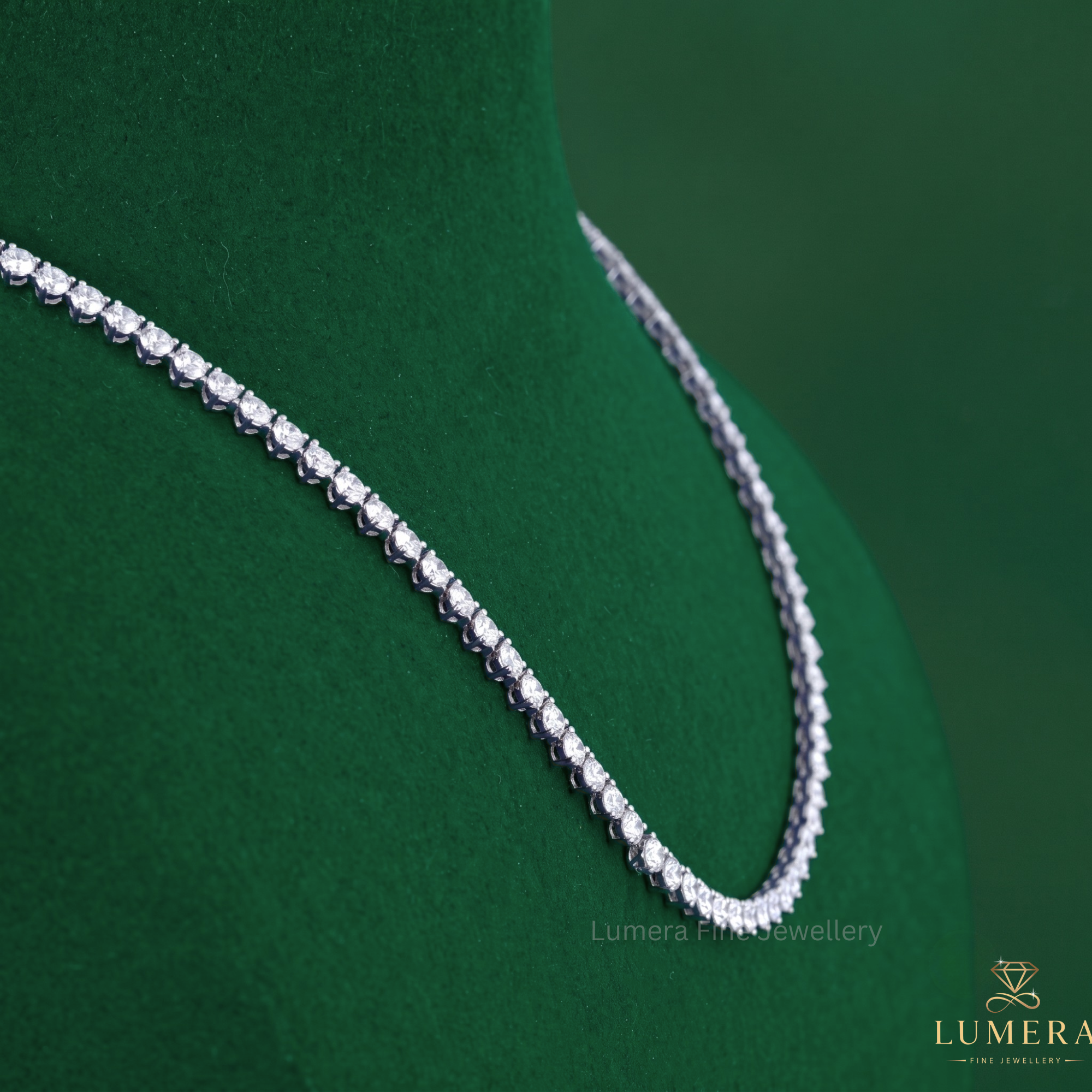 Stackable necklace featuring a round diamond necklace.