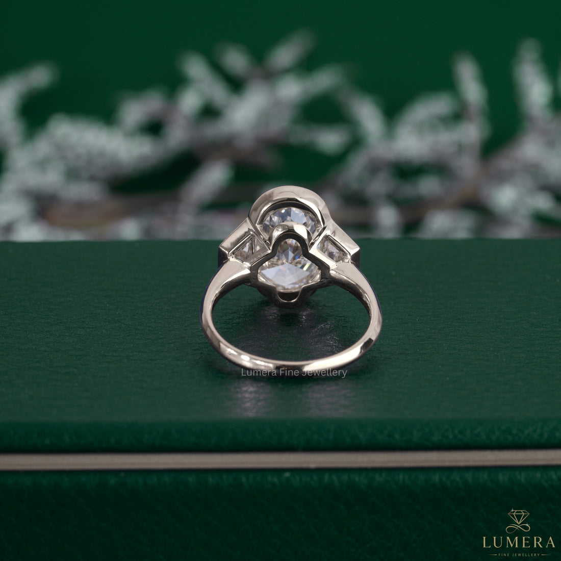Bezel setting ring paired with an open basket setting.