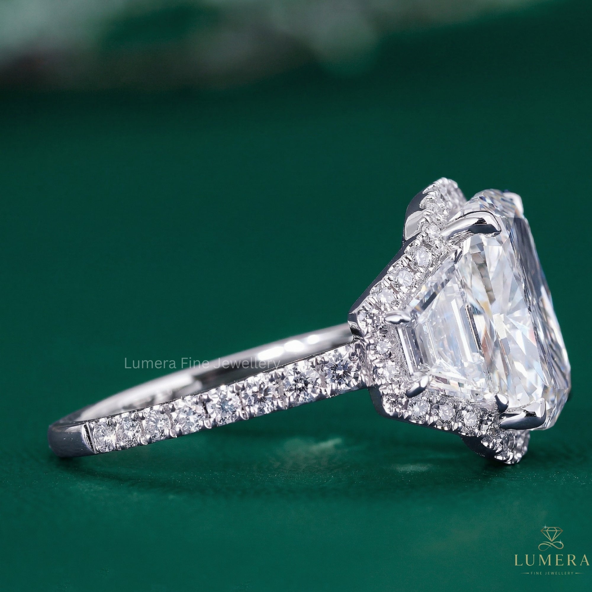 Cushion Diamond ring with halo engagement ring.