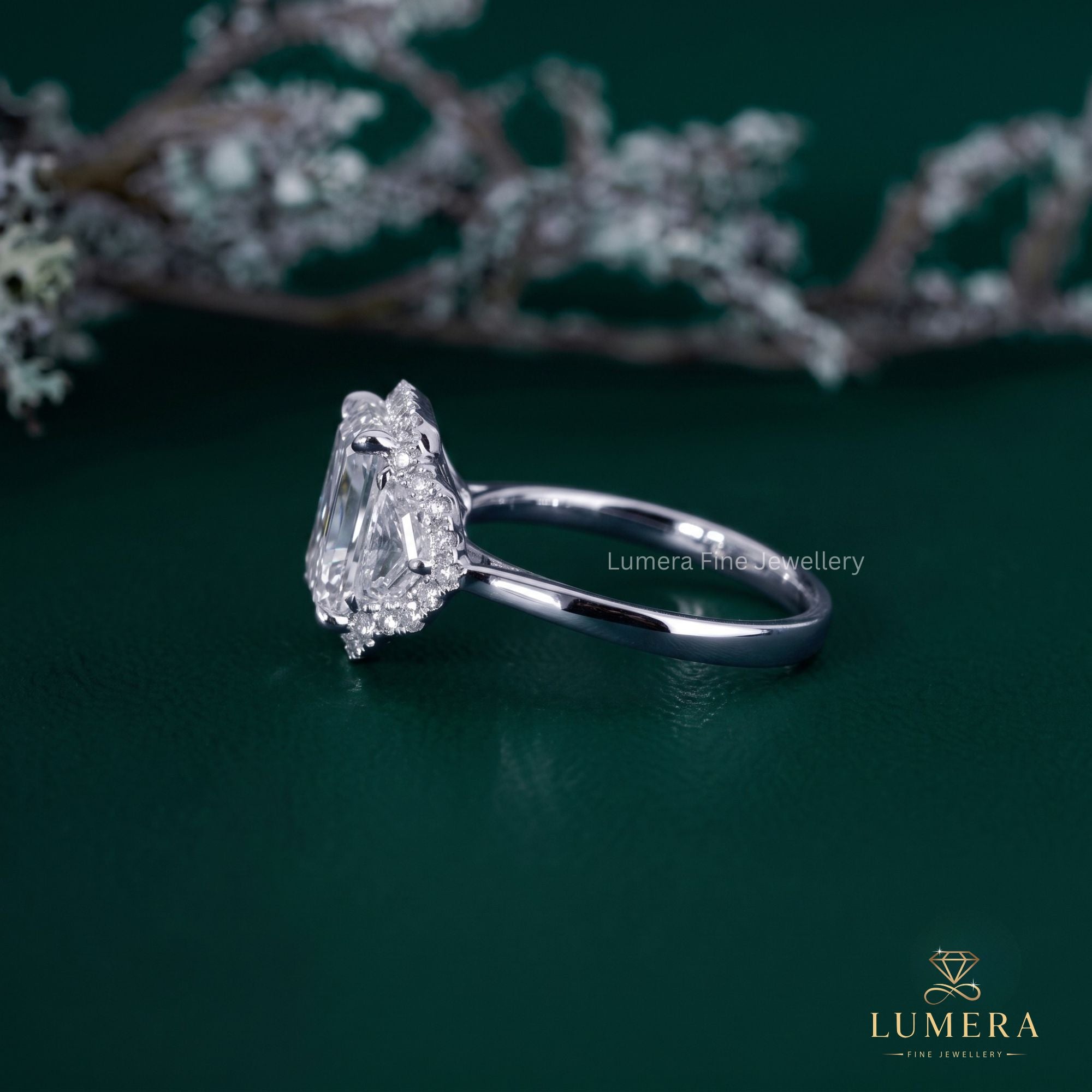three stone diamond ring with solid gold ring.
