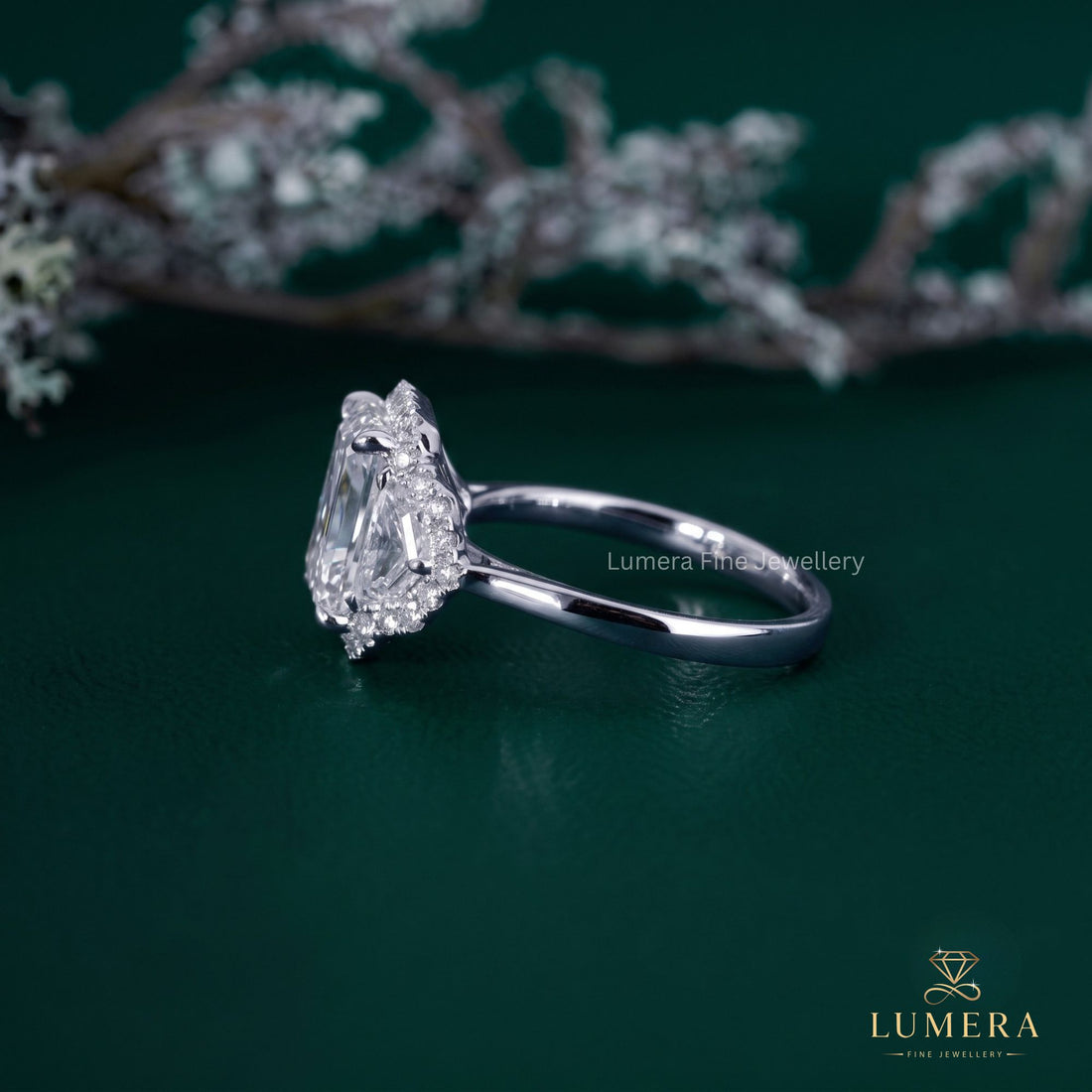 three stone diamond ring with solid gold ring.
