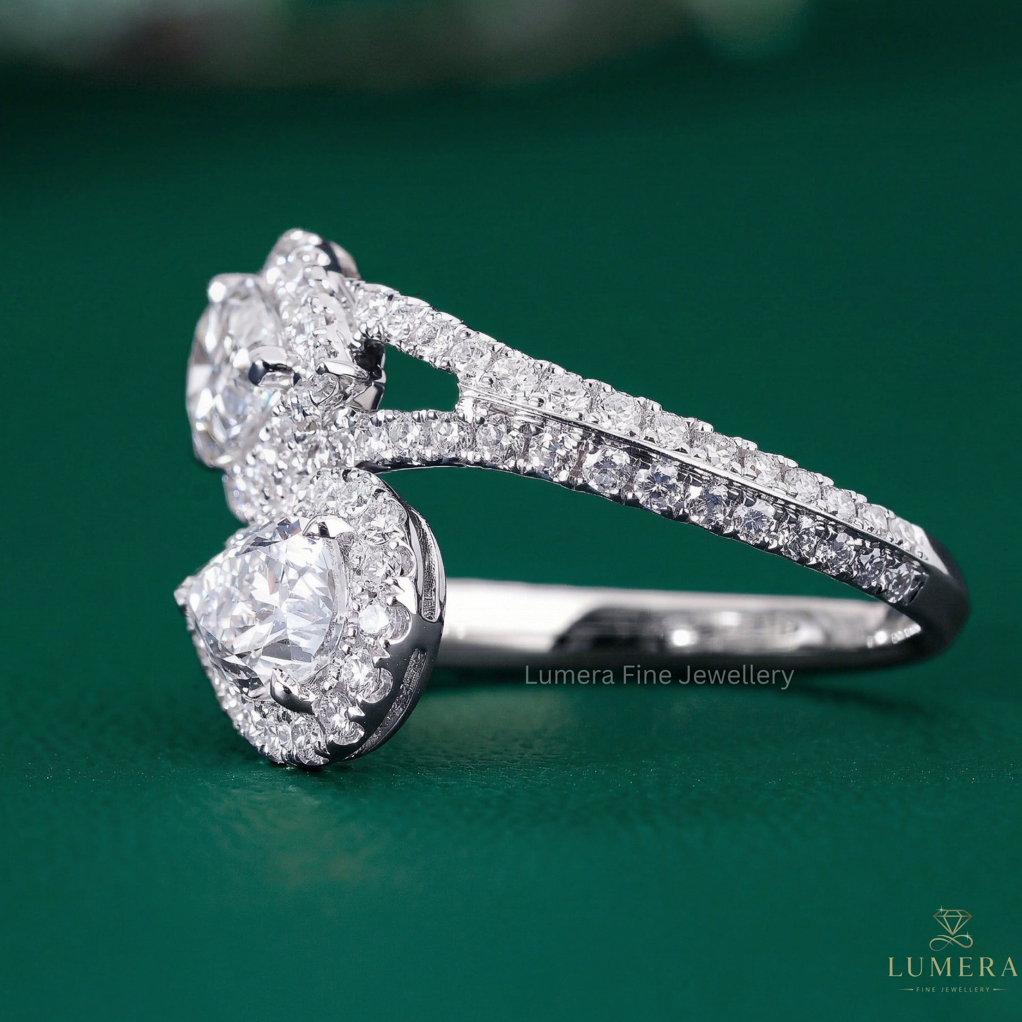 pear two stone ring with toi et moi diamond ring.