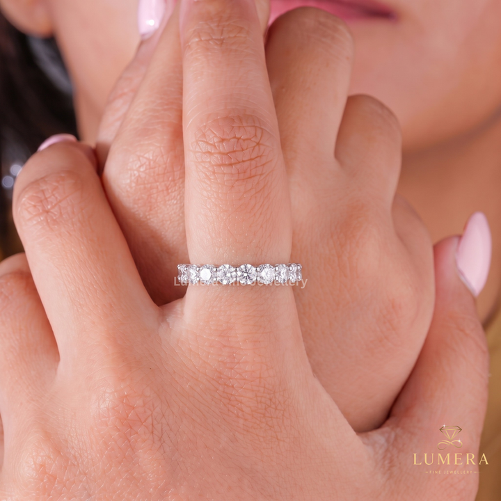 Stackable Set Round Diamond Half Eternity Band