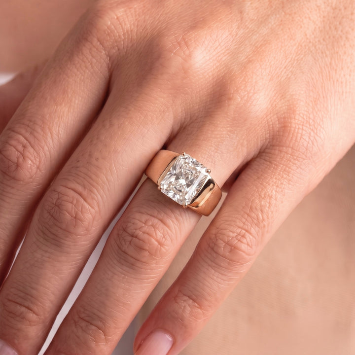 Radiant Cut Solitaire Engagement Ring In Tapered Shank Setting