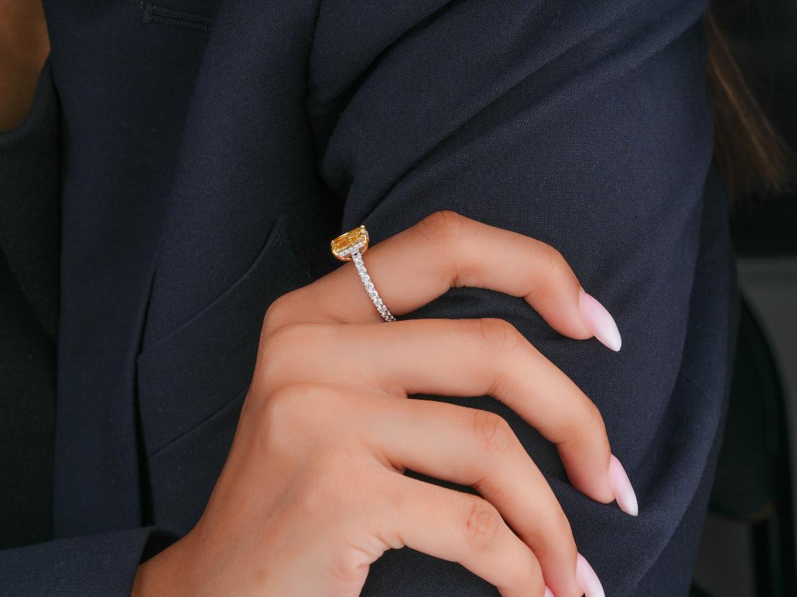 pave diamond ring with U prong pave setting.
