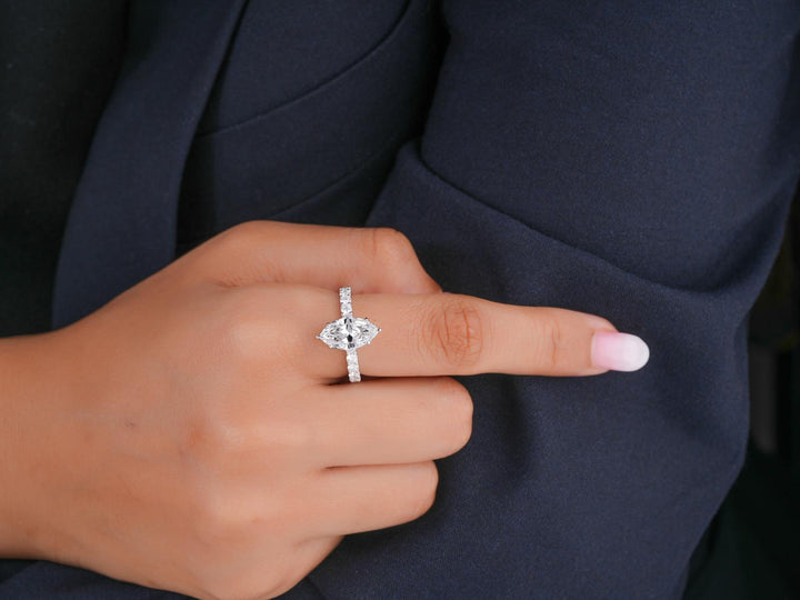 pave diamond ring with 6 claw prong.
