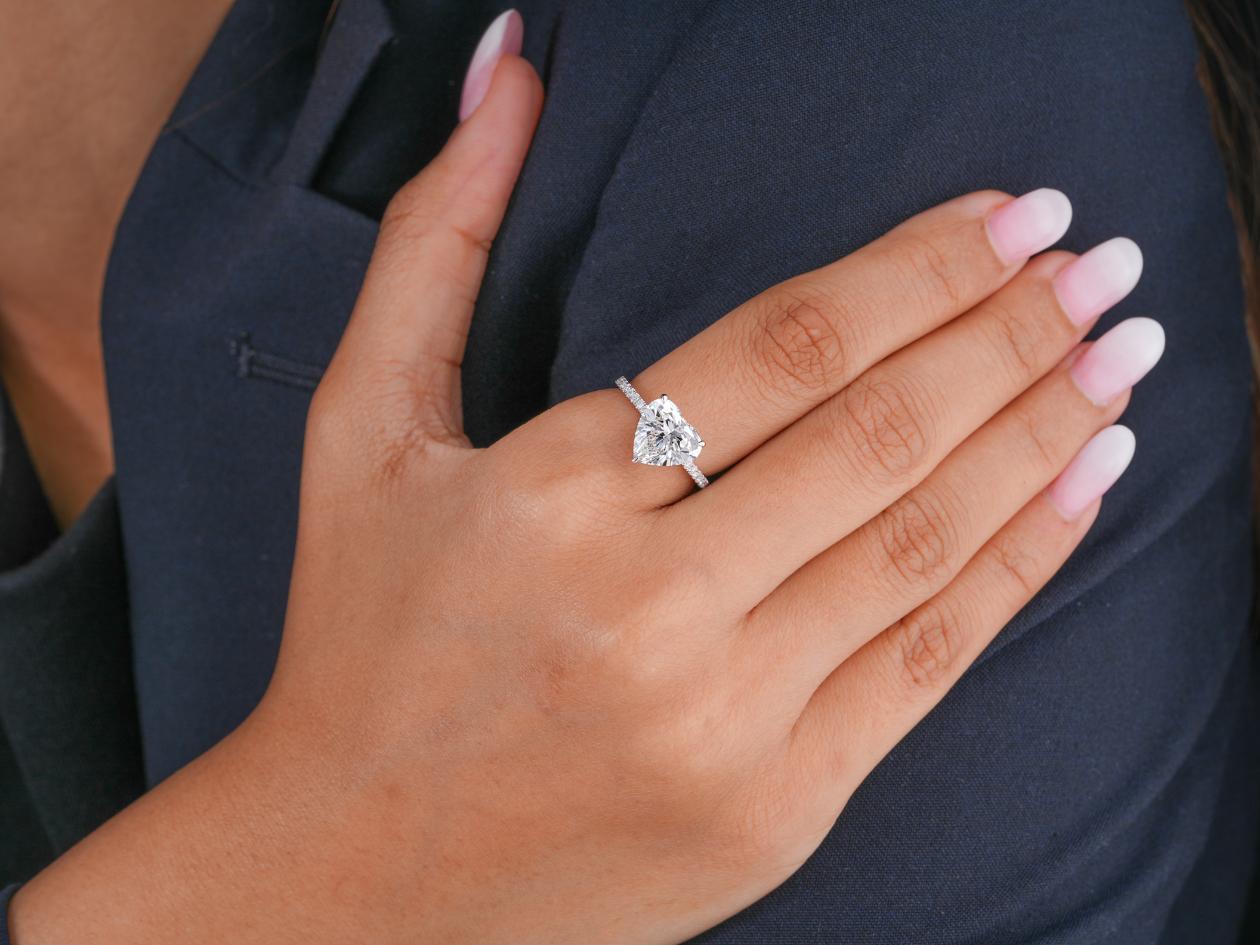 pave diamond ring with V prong.
