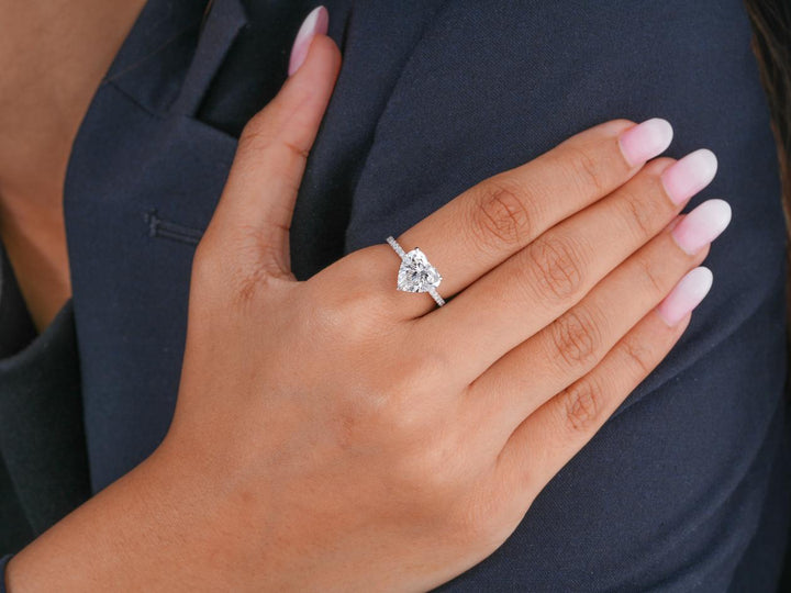 pave diamond ring with V prong.
