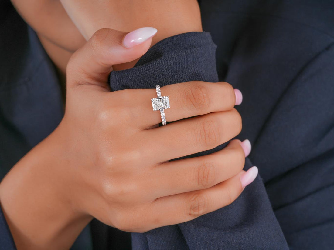 customized ring with lab grown diamond.
