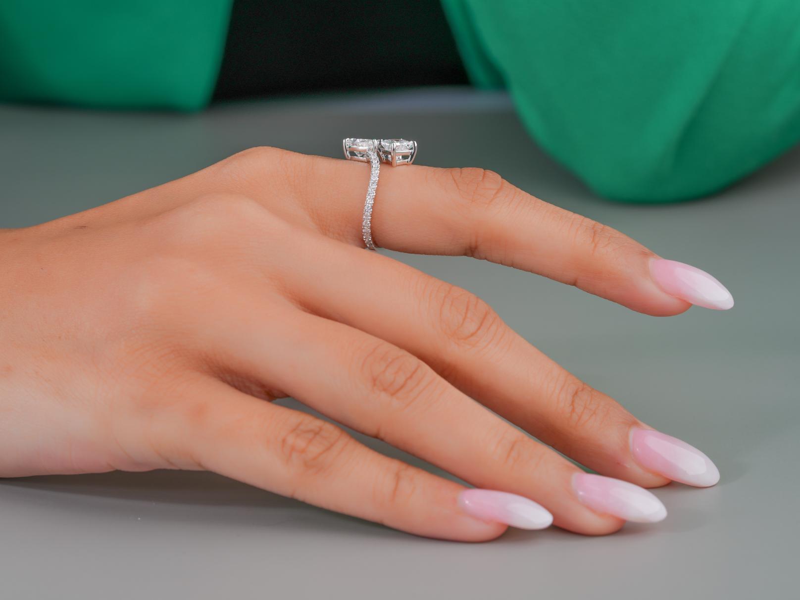 open ring band with pave band engagement ring.
