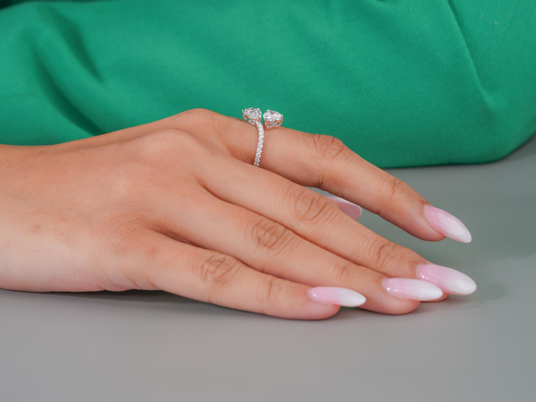you and me ring with solid gold engagement ring.
