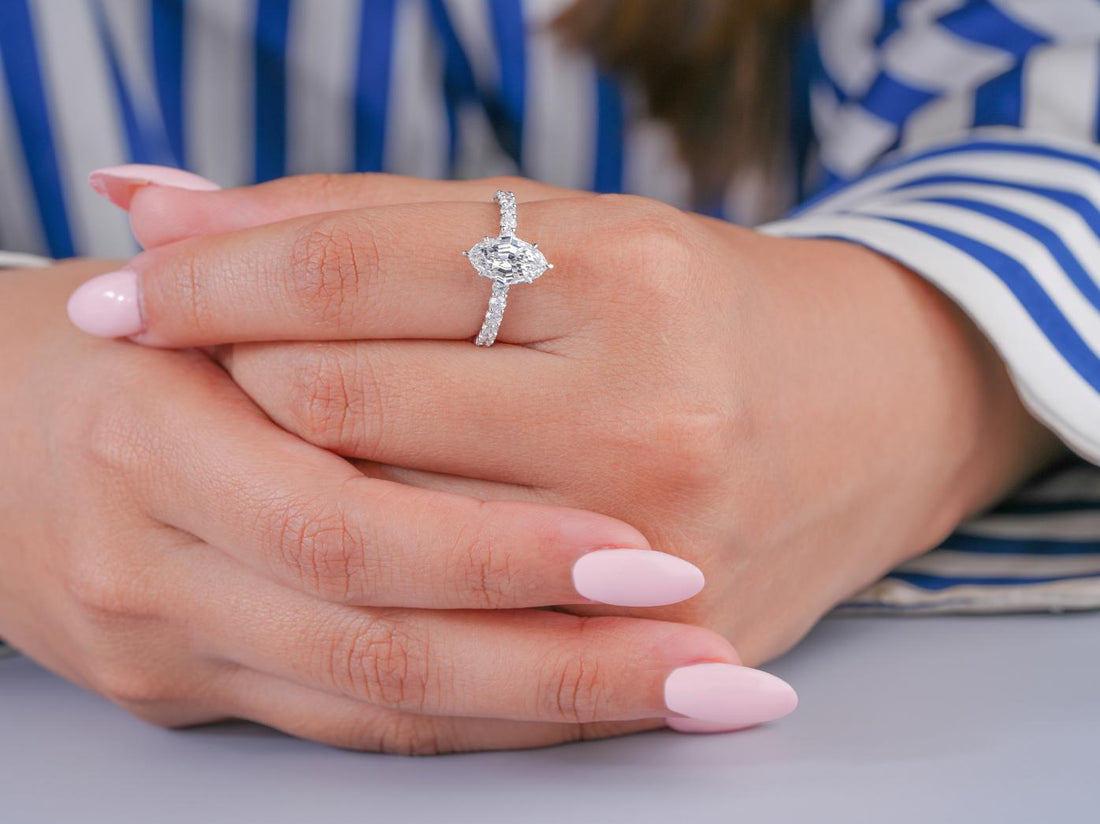 lab grown diamond with shop engagement ring.
