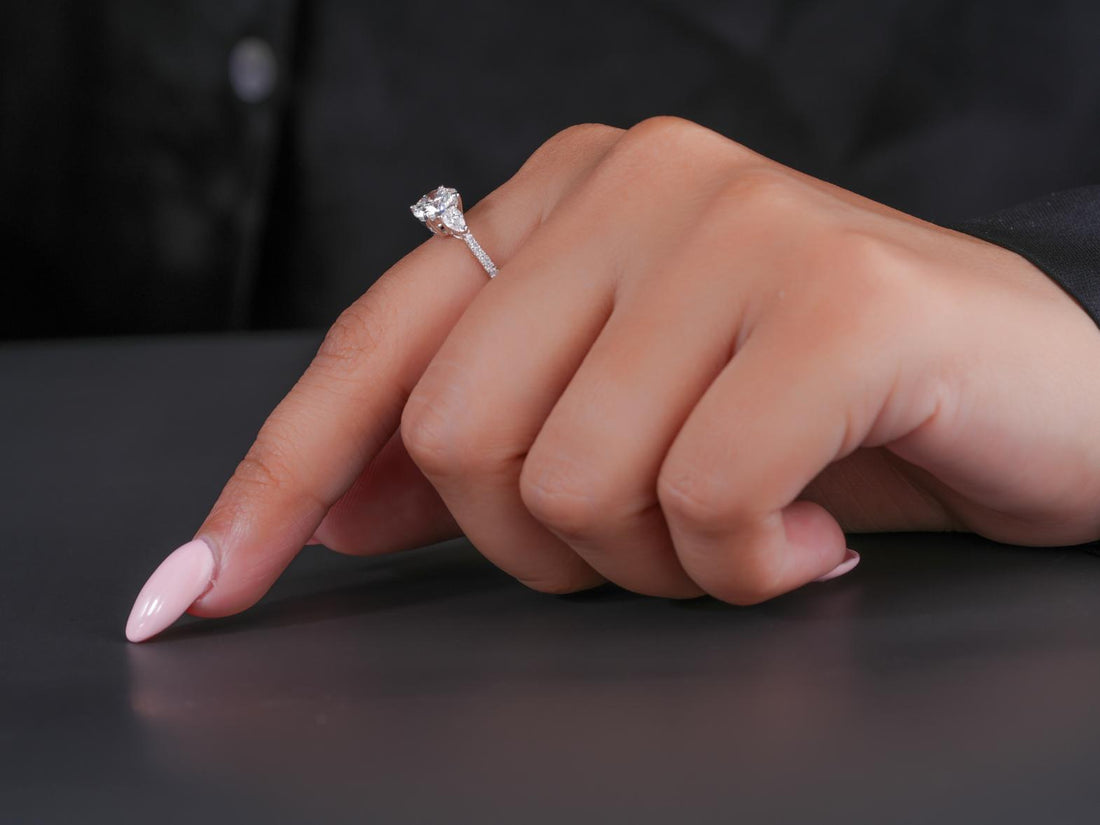 basket setting ring on solid gold ring.
