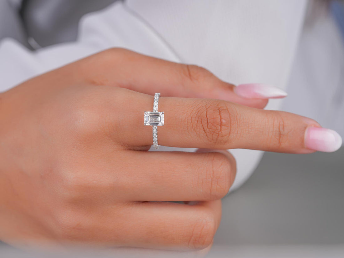 Pave Set Engagement Ring in double hidden halo setting.
