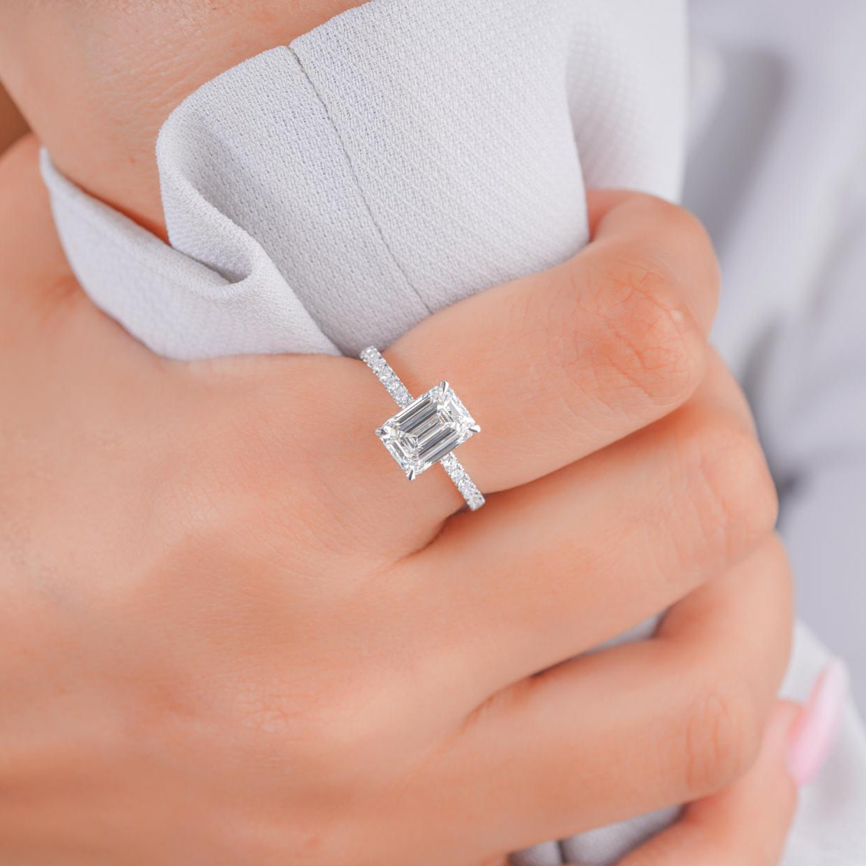 Unique engagement ring with solid gold ring.
