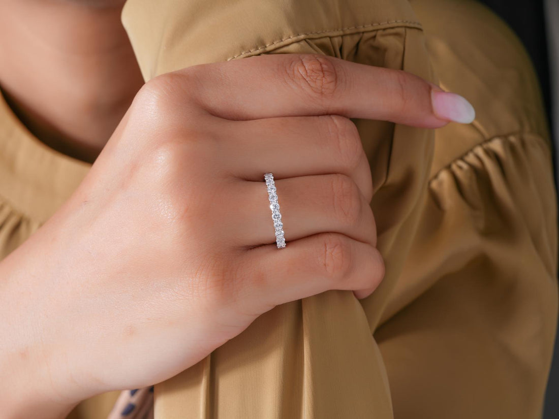half eternity band with stackable wedding band.
