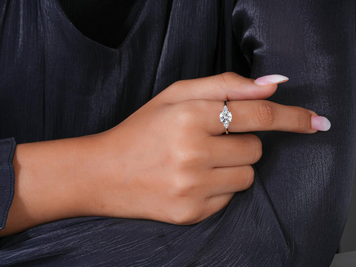 past present future ring in Round Diamond engagement ring style.
