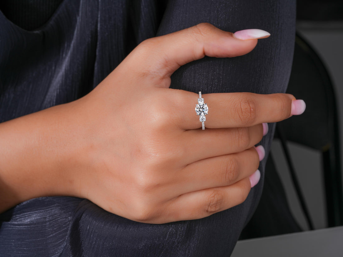 Round Cut Three Stone Diamond Ring