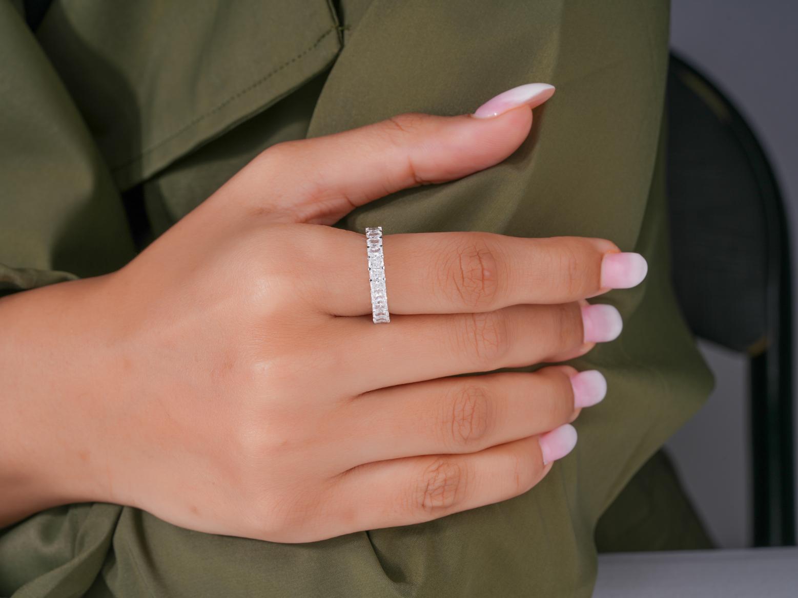 fine jewelry with radiant cut wedding band.
