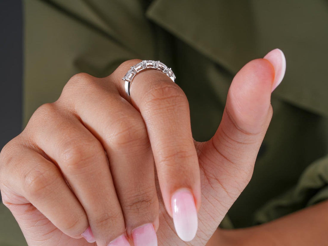 round cut diamond wedding band with solid gold band.
