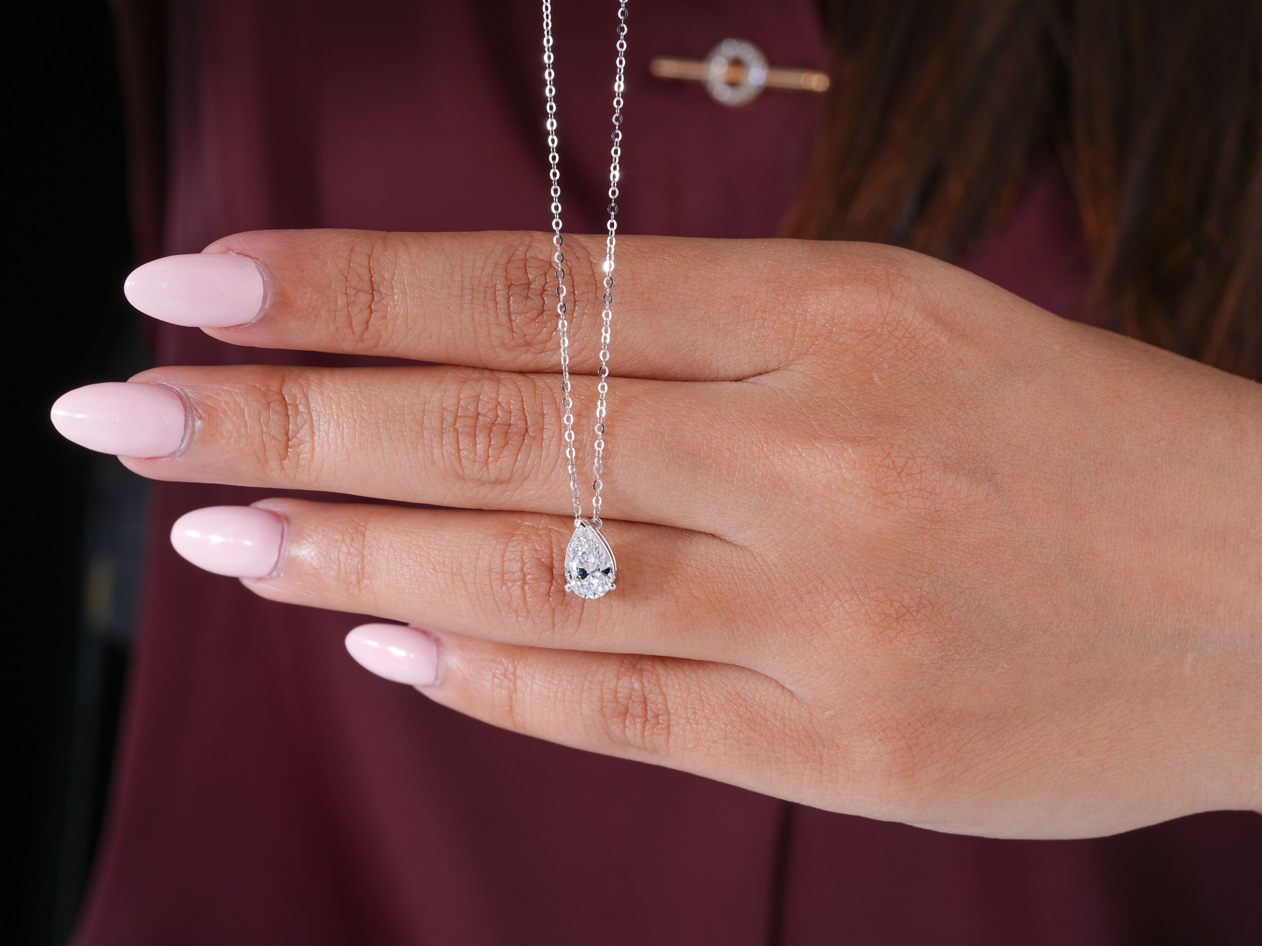 1.10 Carat Pear Shaped Lab Diamond Style Necklace