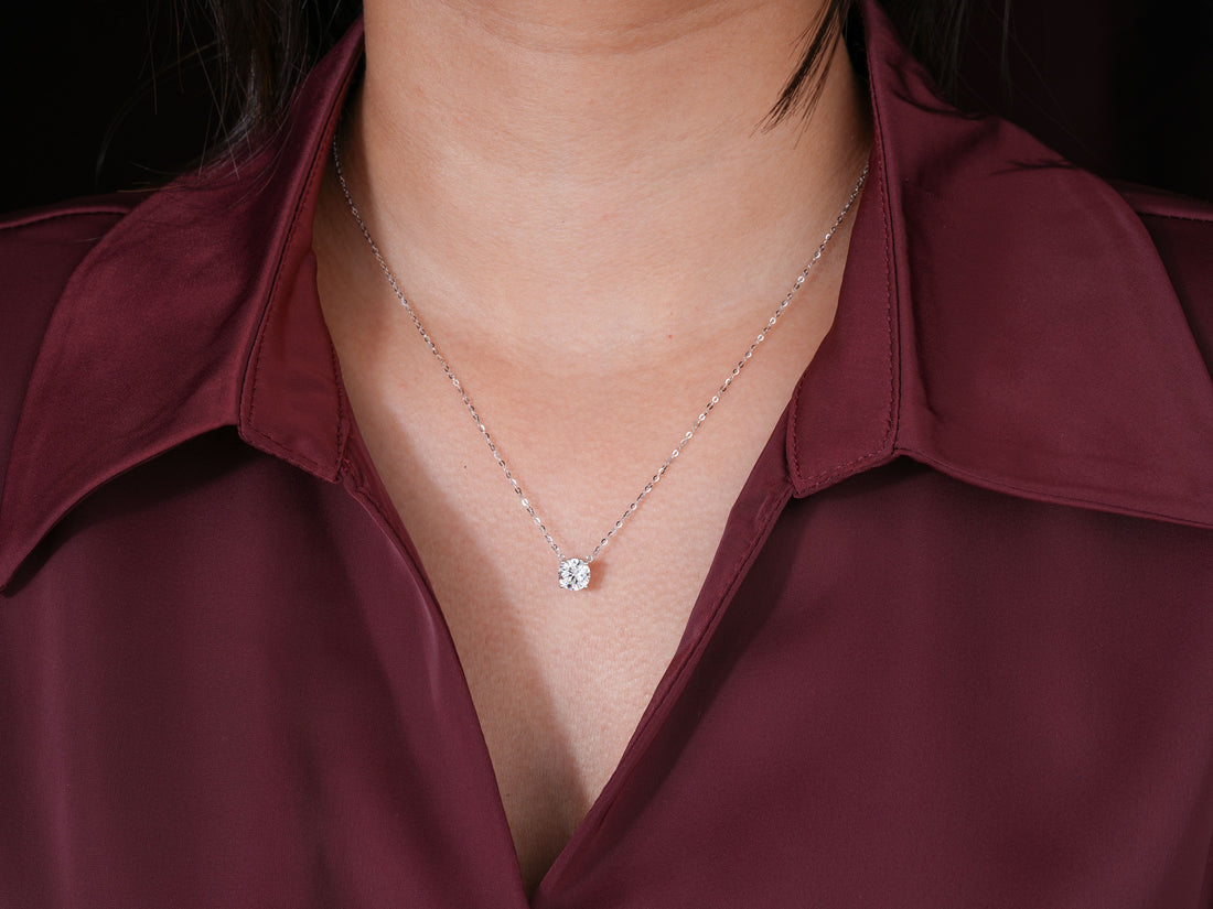 1.0 CT Round Brilliant Cut Lab Grown Solitaire Necklacee
