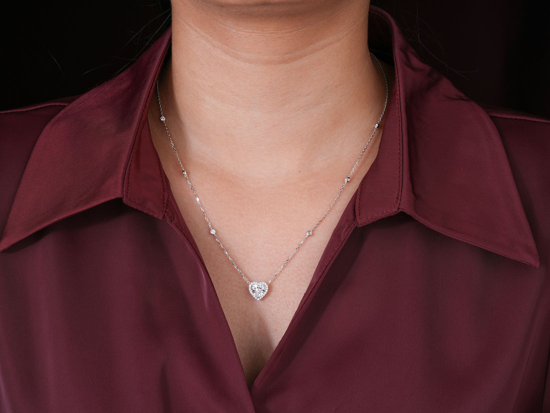 3.1 Carat Brilliant Heart Cut halo set Pendant