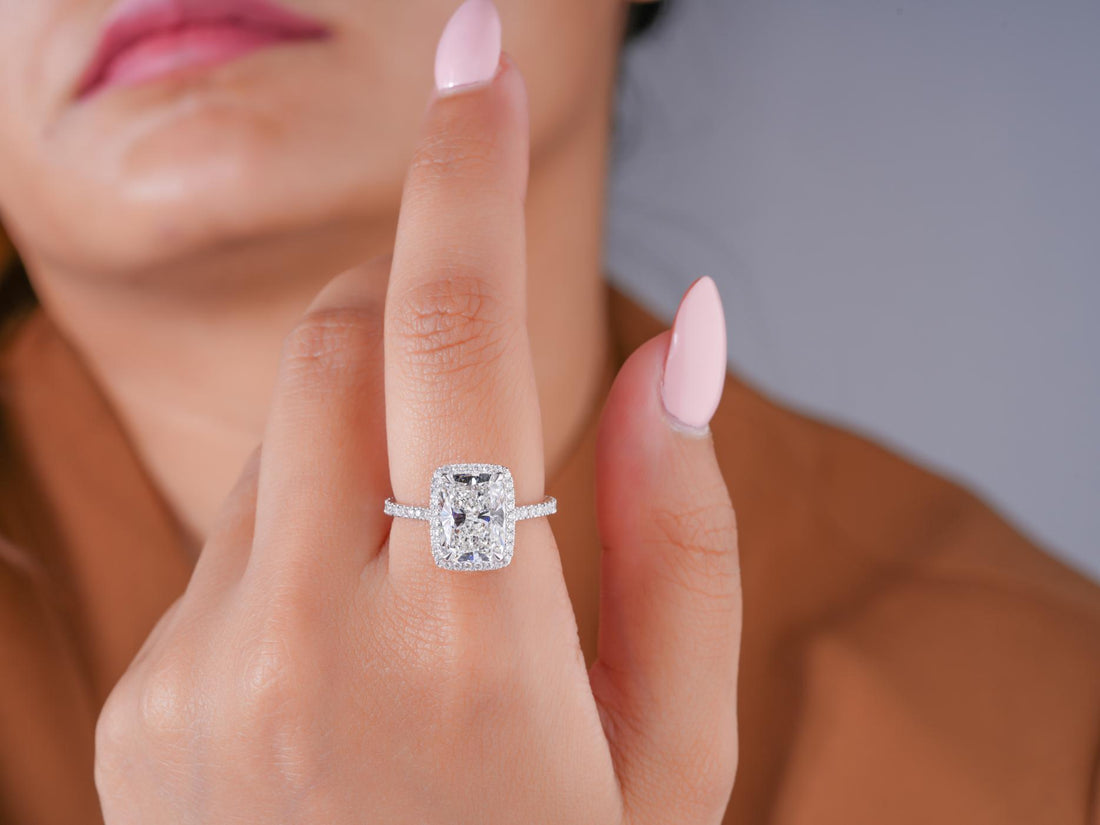 engagement ring pave halo with pave diamond ring.
