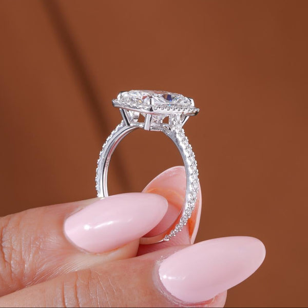 halo diamond ring with cathedral engagement ring.
