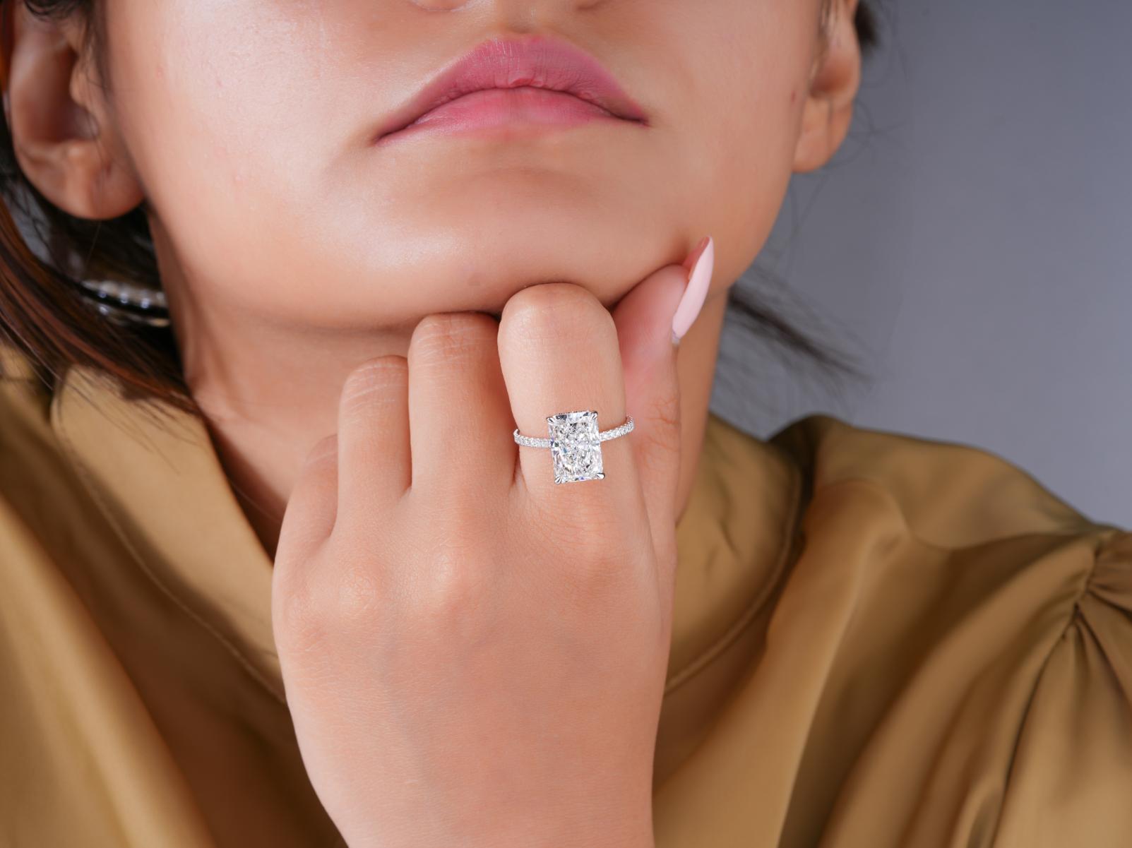 hidden halo ring in pave ring style.