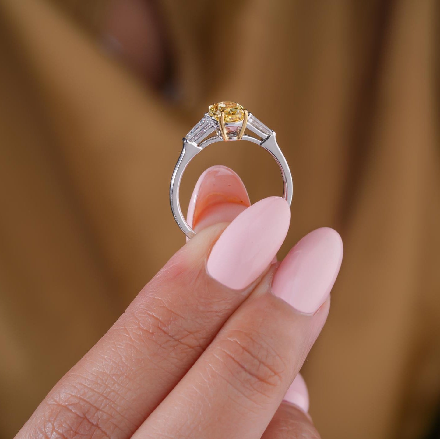 Color stone ring with Two tone gold ring.
