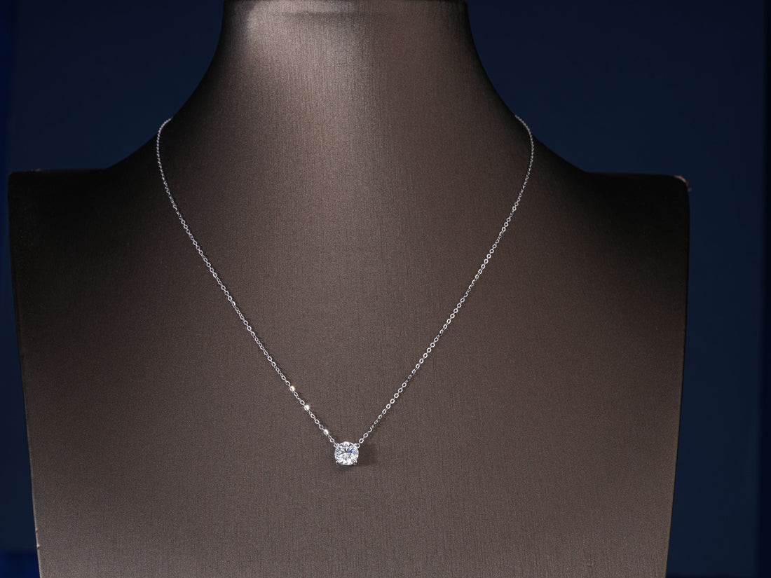 1.0 CT Round Brilliant Cut Lab Grown Solitaire Necklacee