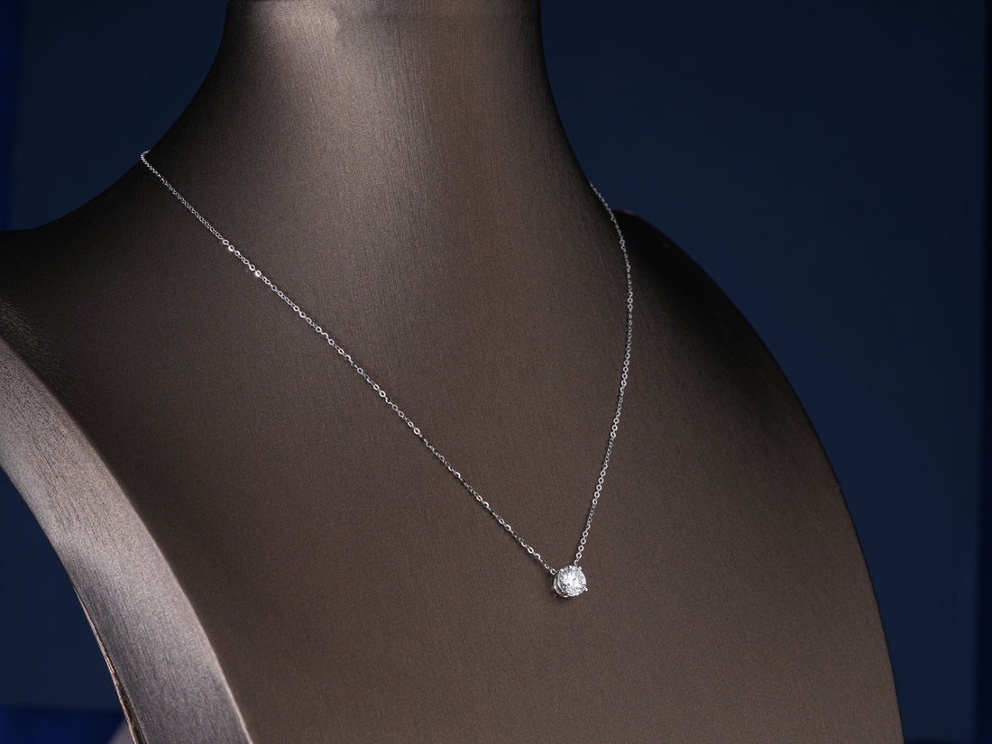 1.2 CT Round Cut Solitaire Pendant, Handcrafted 6.5 MM Round Necklace