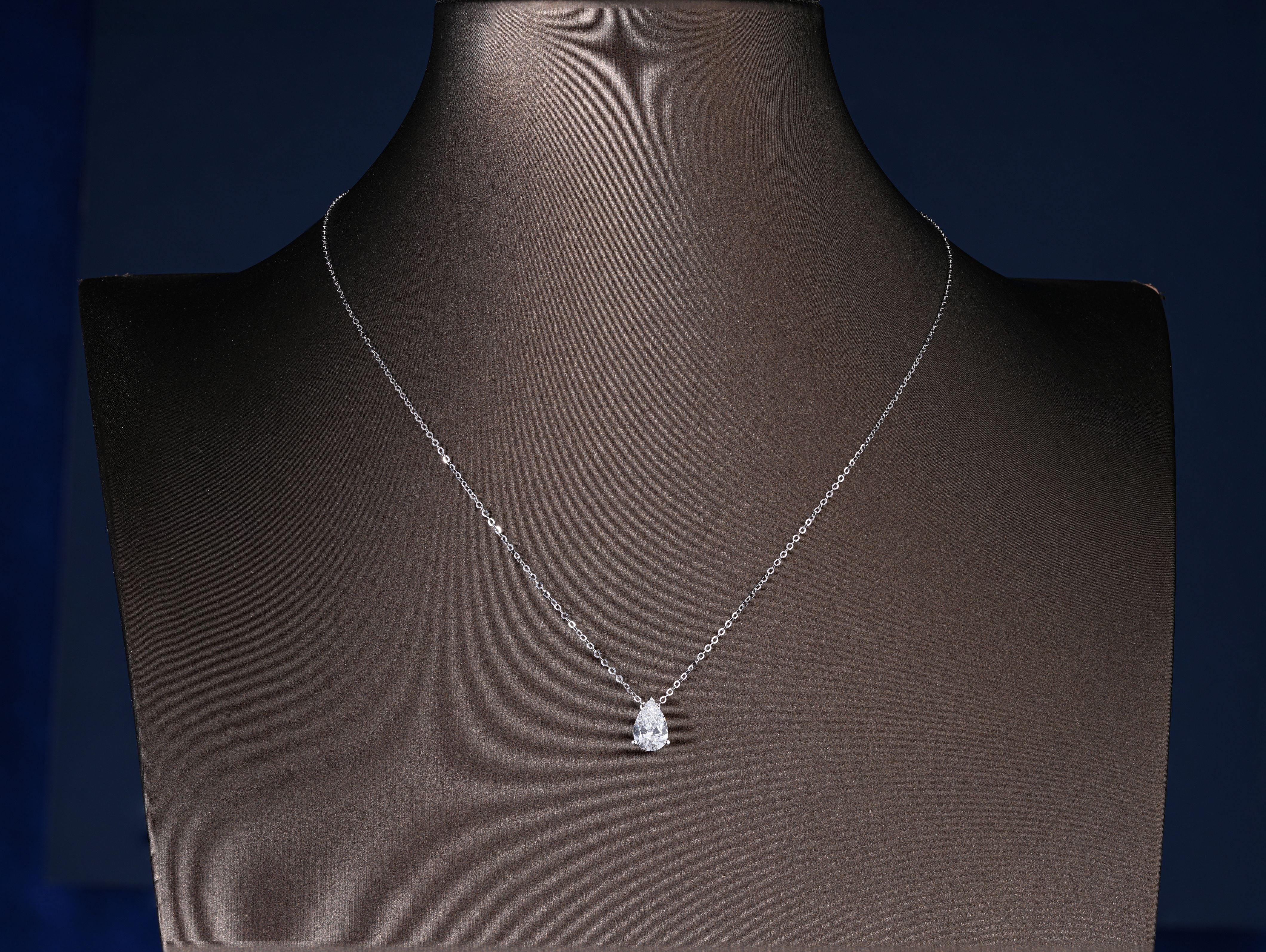 1.1 CT Pear Cut Lab Grown Solitaire Necklace Minimalist Bridal Pendant