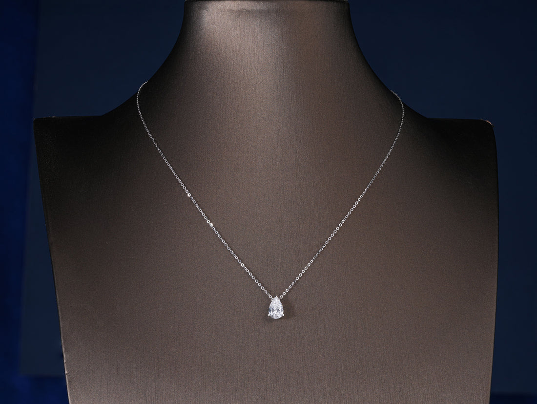 1.10 Carat Pear Shaped Lab Diamond Style Necklace