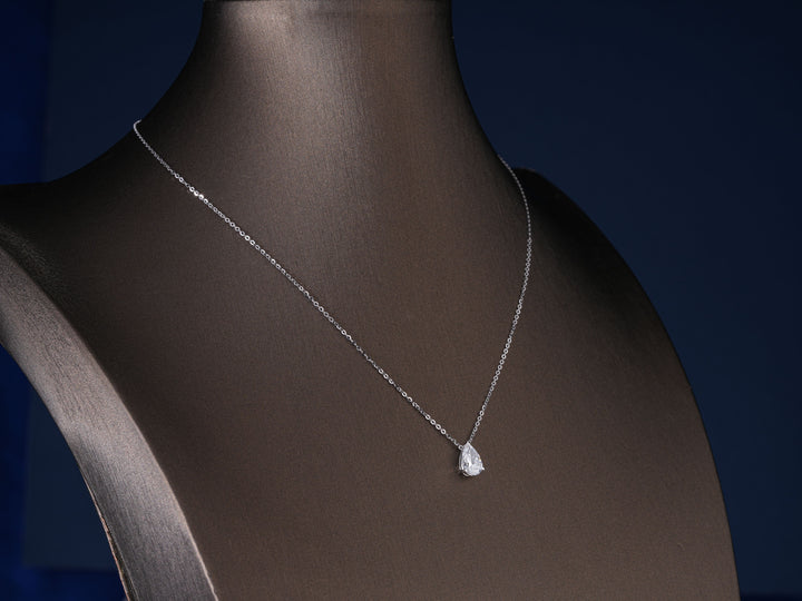 1.10 TCW Pear Cut Solitaire Necklace