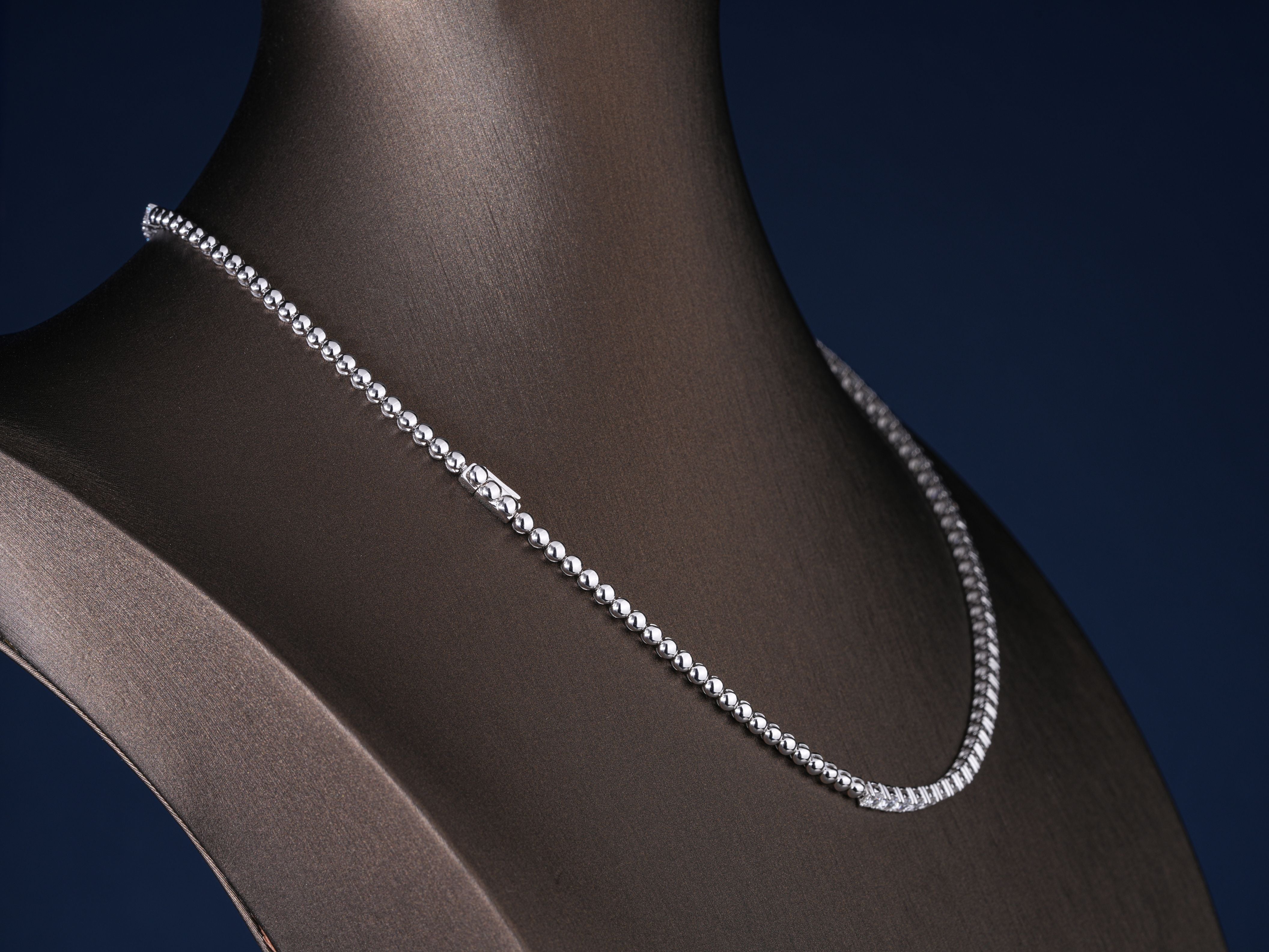 16.385 TCW Round Cut Lab Diamond Tennis Necklace