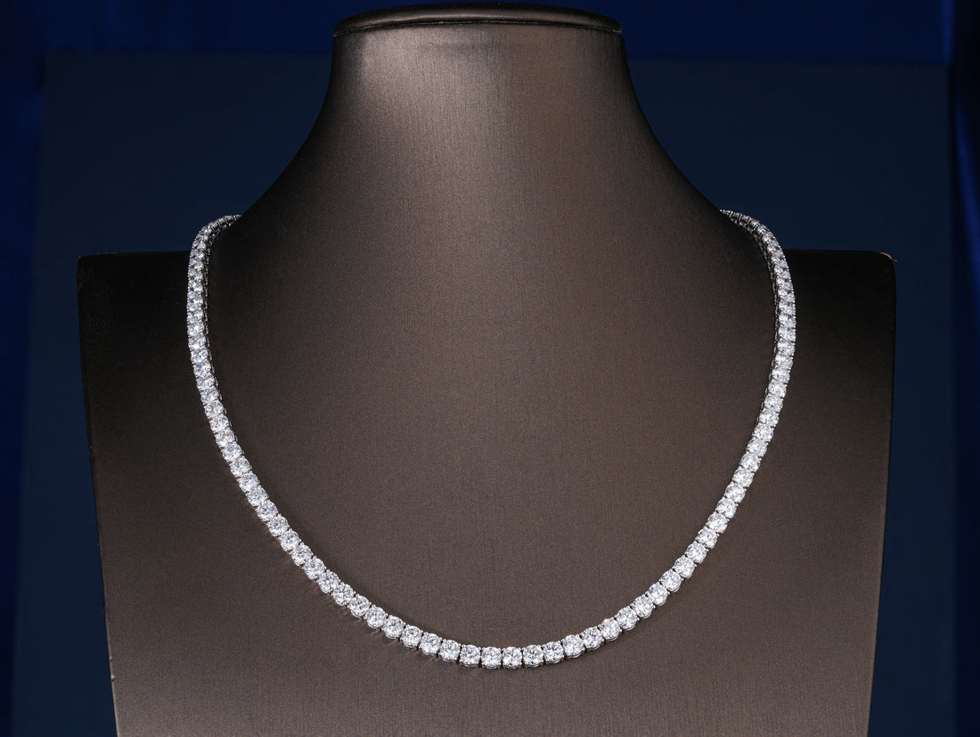 36.055 TCW Round Cut Lab Grown Diamond Tennis Necklace