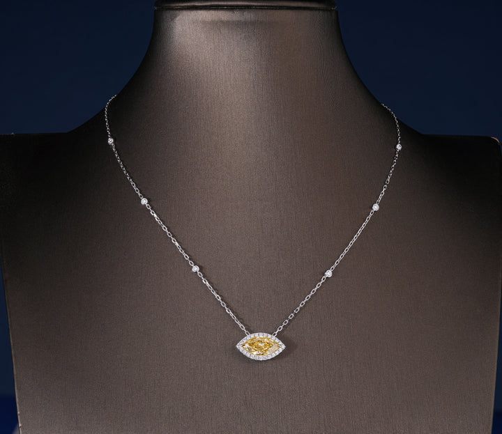 yellow diamond pendant with two tone pendant necklace