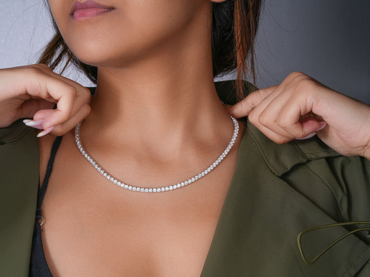 39.55 TCW Round Cut Lab Grown Diamond Tennis Necklace