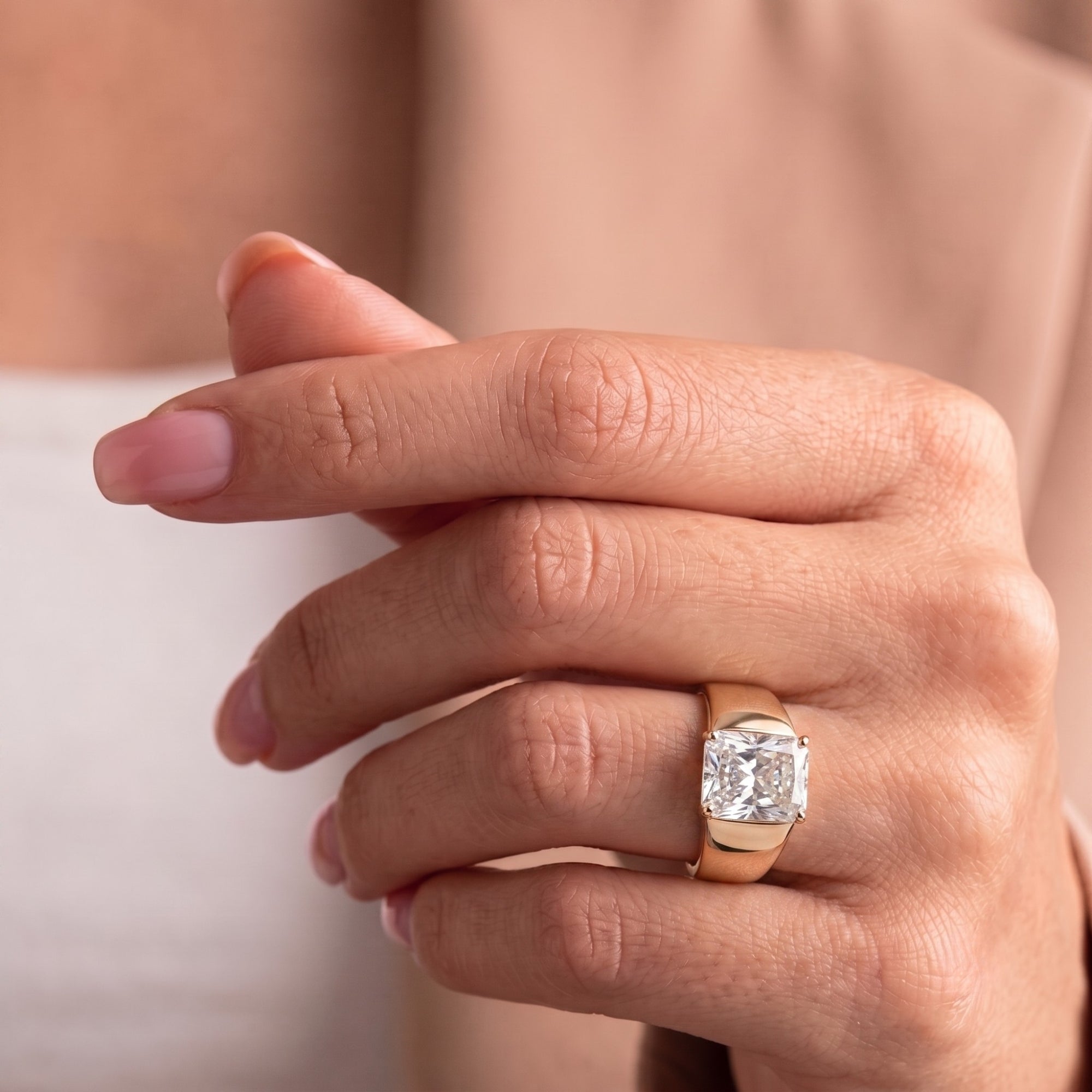 Radiant Cut Solitaire Engagement Ring In Tapered Shank Setting